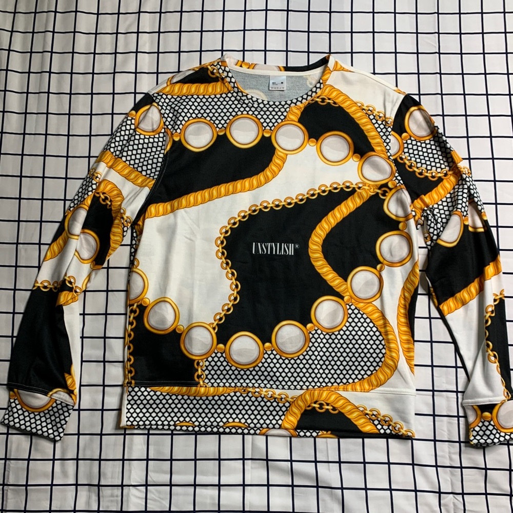 Chain print pullover sweatshirt
